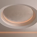 Modern Circular Ceiling Design With Layered Illuminated Rings And Warm Lighting