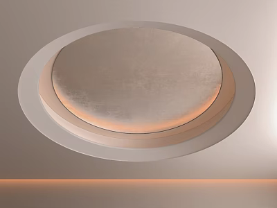 Modern Circular Ceiling Design With Layered Illuminated Rings And Warm Lighting 3d model