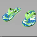Summer Casual Flip Flops With Green Blue Floral Print Lightweight Design