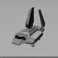Futuristic Spacecraft 3D Model With Twin Vertical Wings And Sleek White Structure 3d model