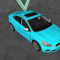 Blue Sedan With Modern Design Shiny Body And Sporty Wheels In Neon Lights Background