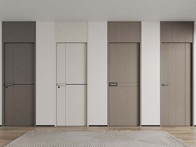 Modern swing door single door bedroom door top door 3d model