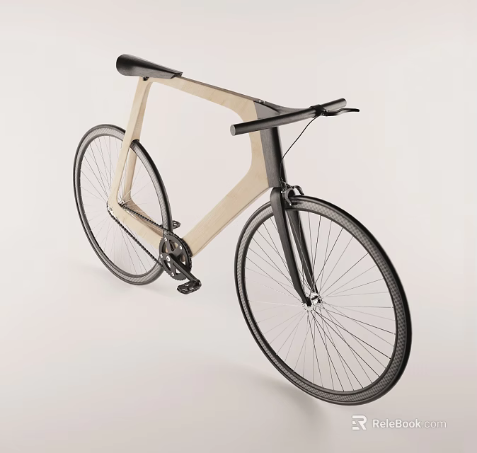 Modern Wooden Frame Bicycle with Black Handlebar Sleek Wheels and Stylish Look 3d model 