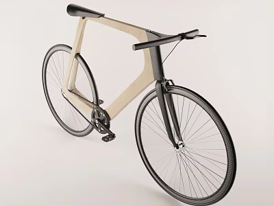 Modern Wooden Frame Bicycle with Black Handlebar Sleek Wheels and Stylish Look 3d model