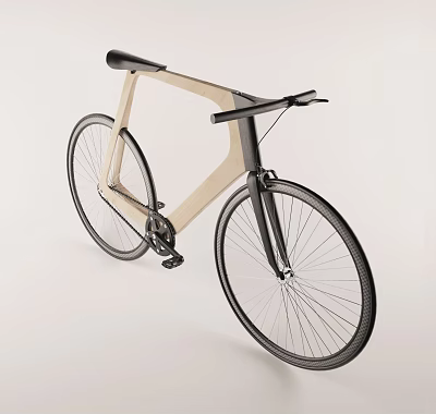 Modern Wooden Frame Bicycle with Black Handlebar Sleek Wheels and Stylish Look 3d model