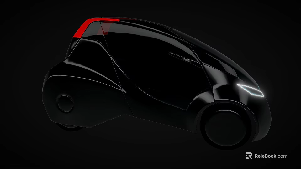 Black Compact Car With Red Accent Modern Sleek Futuristic Exterior Design 3d model 