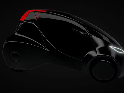 Black Compact Car With Red Accent Modern Sleek Futuristic Exterior Design 3d model