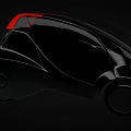 Black Compact Car With Red Accent Modern Sleek Futuristic Exterior Design