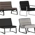 Modern Leather Leisure Chairs With Metal Frame In Brown Black Dark Gray White