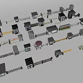 Miniature Architectural Models Collection With Houses Fences Gates And Guard Posts