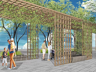 Modern Gallery Frame Landscape Leisure Gallery Frame Climbing Plant Flower Frame 3d model