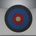 Circular Target With Gray Blue Red And Beige Layers On Dark Background 3d model
