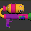 Colorful Toy Water Gun Design With Pink Handle Yellow Tank Green Nozzle And Flower Patterns