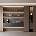 Elegant Modern Wine Cabinet Interior Design With LED Lighting Shelves And Decorative Accents