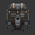 Vintage Mechanical Carriage with Metal Structure Crates and Lights