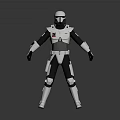 Futuristic Armored Soldier With White Black Armor And Red Accent Details