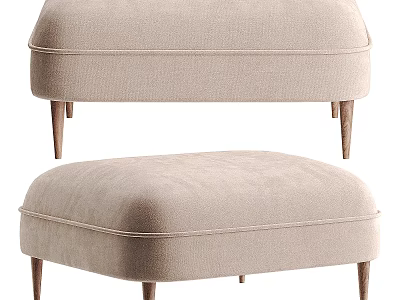 Beige Fabric Single Seat Sofa With Modern Minimalist Wooden Legs Design 3d model