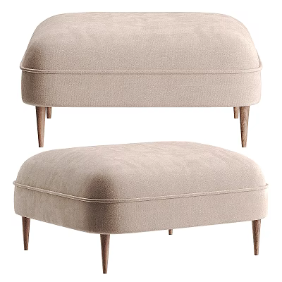 Beige Fabric Single Seat Sofa With Modern Minimalist Wooden Legs Design 3d model