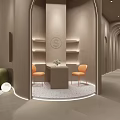 Elegant Warm Tone Beauty Salon Interior Design With Comfortable Waiting And Professional Consultation Area