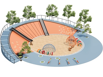 Park Children's Recreation Area Children's Physical Training Activity Site Sandy Landscape Park Fitness Equipment 3d model