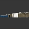 3D Detailed Terrain Model with Mountain Ranges Glaciers and Blue Water Areas