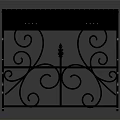 Decorative Metal Storage Shelf With Wrought Iron Scrolls And Drawers