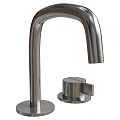 Modern Stainless Steel Faucet with Curved Spout and Single Handle Design