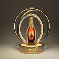 Luxury Wine Bottle Display Stand with Golden Circular Base and Transparent Ring Design
