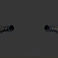 Two Dark Colored Lifestyle Accessories With Blue Edges And Metal Decorations On Smooth Black Surface