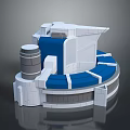 Modern Industrial Equipment Structure with Circular Base Cylindrical Module and Blue White Panels 3d model