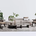 Quiet sofa tea table combination curved shaped sofa 3d model
