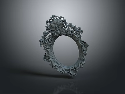 Ornate Vintage Circular Decorative Frame with Intricate Carvings for Home Decoration 3d model