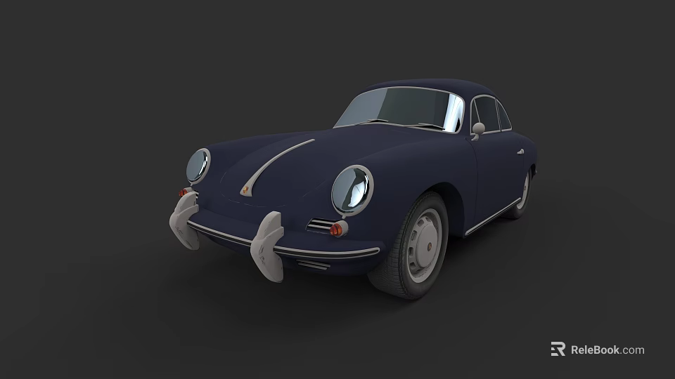 Vintage Blue Porsche Sports Car With Retro Design And Sleek Body 3d model 