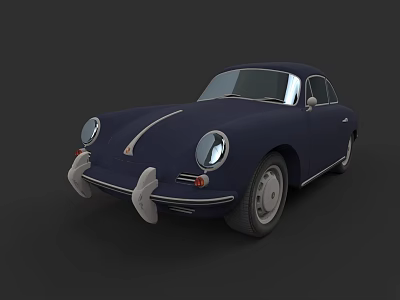 Vintage Blue Porsche Sports Car With Retro Design And Sleek Body 3d model