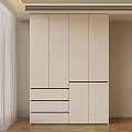 Modern Minimalist Wardrobe Interior Design With Light Beige Doors And Drawers