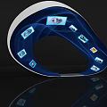 Smart Machine Featuring Water Drop Shape Blue Interface and Multiple App Icons 3d model