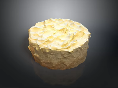 Round Creamy Textured Cake With Smooth Yellow Surface And Decorative Topping 3d model