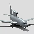Gray Passenger Aircraft With Prominent Top Radar Dome And Extended Wings Structure