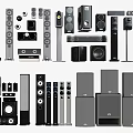 Collection of Home Audio Speakers Featuring Floorstanding Bookshelf Subwoofer and Sound Systems