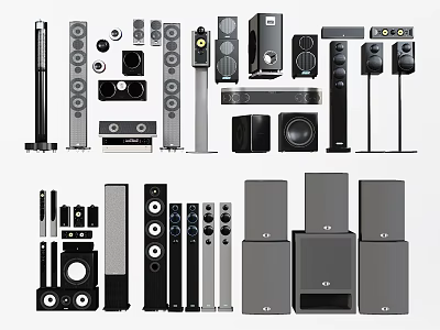 Collection of Home Audio Speakers Featuring Floorstanding Bookshelf Subwoofer and Sound Systems 3d model