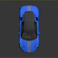 Blue Sports Car With White Stripes Black Roof And Modern Sporty Design