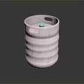 Shiny Metallic Cylindrical Household Item With Ringed Structure And Top Opening