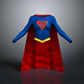Superhero Superman Costume With Blue Body Red Cape And Yellow Emblem Design