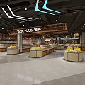 Modern Supermarket Fresh Food Section With Fruit And Vegetable Display Shelves