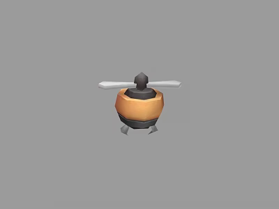 Game Movie Character 3D Stylized Orange Black Helicopter With Small Rotor Design 3d model