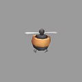 Game Movie Character 3D Stylized Orange Black Helicopter With Small Rotor Design
