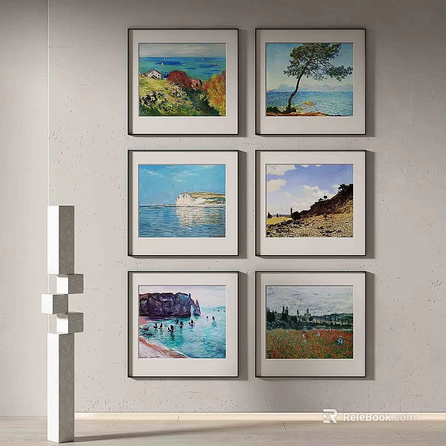 Decorative Landscape Oil Paintings With Various Natural Scenes For Wall 3d model 