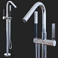 Modern Chrome Faucet Design With Tall Spout Handheld Sprayer And Sleek Polished Finish