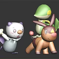 Colorful Cute Cartoon Character Toy Figures With White Purple Green And Orange Playful Designs