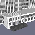 Modern Multi storey Office Building With Glass Facade And Attached Low Rise Structure 3d model